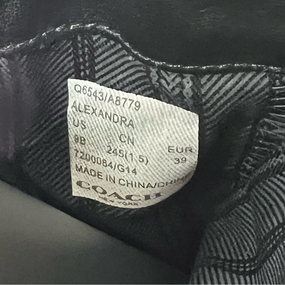 Coach Womens 9 Alexandra Black Leather Mid Calf Heeled Boots Buckle Booties - Picture 9 of 13